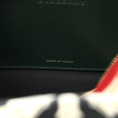 Burberry Canvas Vintage Check Printed Silk Washbag Dark Forest Green Burgundy 7 of 9