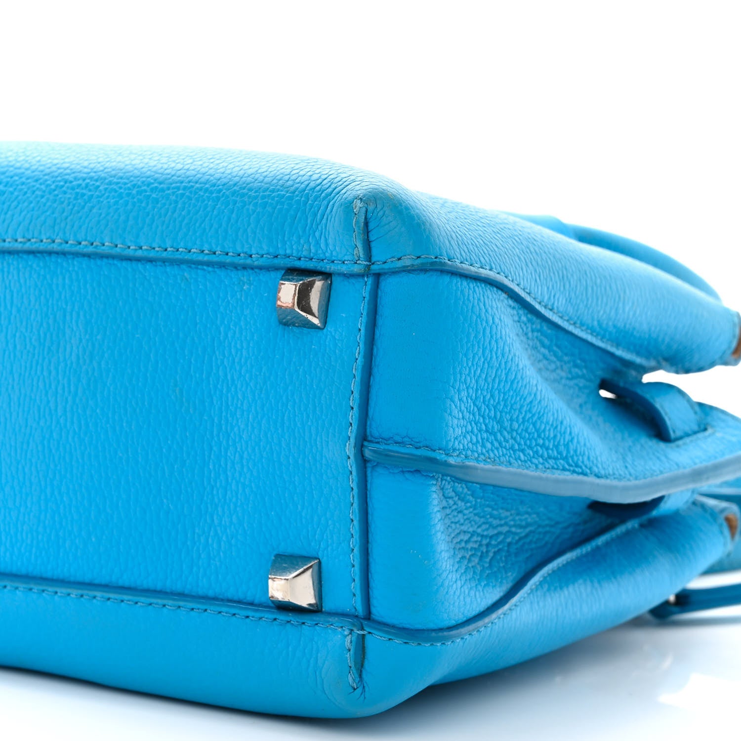 MCM Grained Calfskin Mini Milla Tote Tile Blue 9 of 15