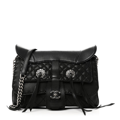 Chanel Goatskin Quilted Paris Dallas Saddle Bag Black 2 of 21