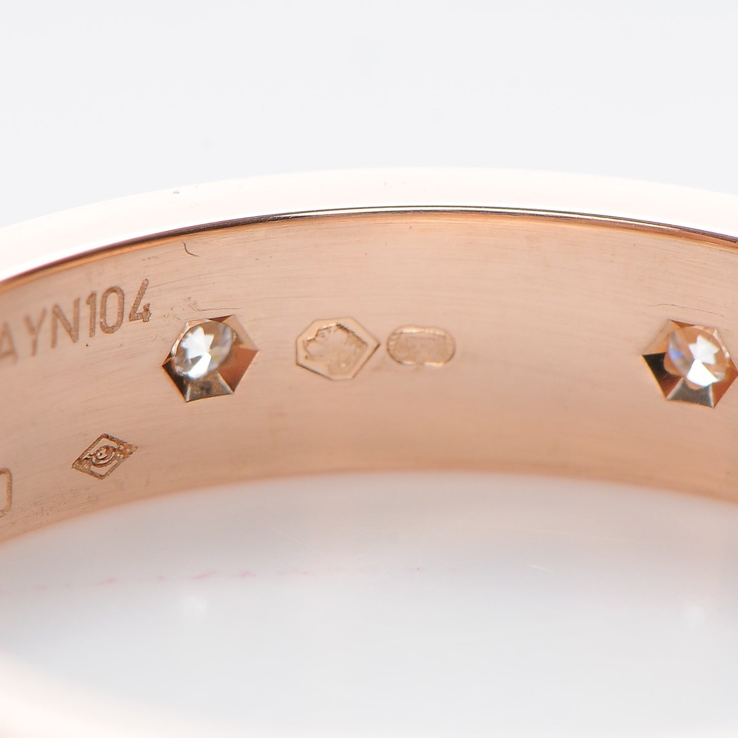 18K Pink Gold 8 Diamond 4mm LOVE Wedding Band Ring 52 6