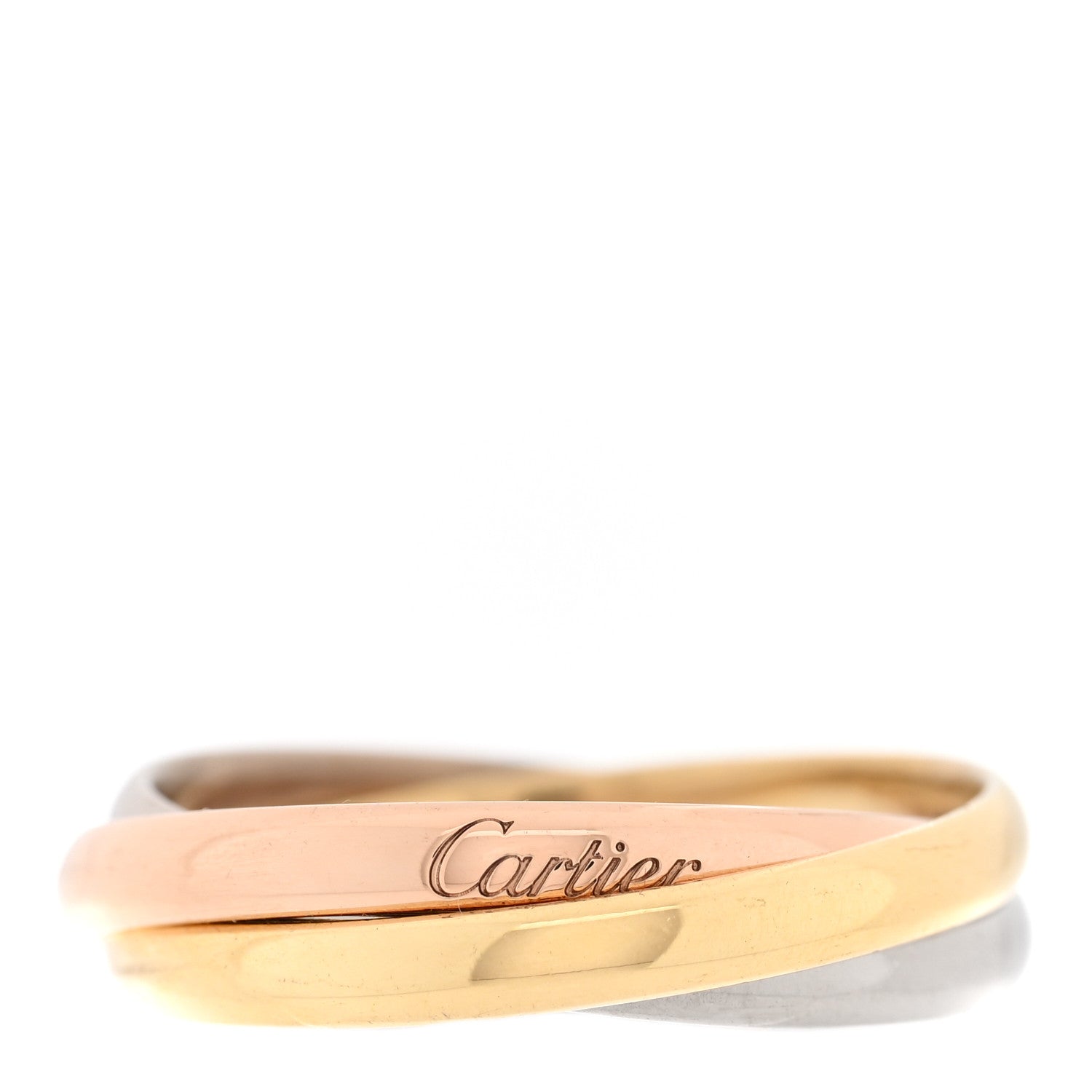 Cartier 18K Pink Yellow White Gold Small Trinity Ring 55 7.25 1 of 5