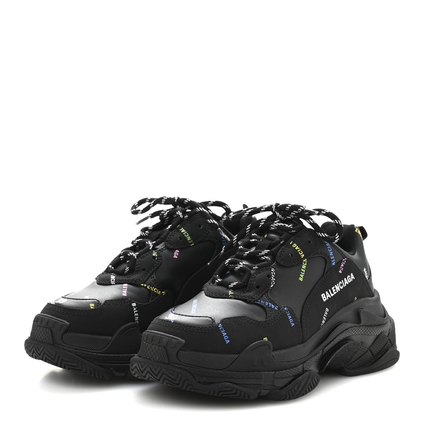Technical Fabric Allover Logo Womens Triple S Sneakers 39 Black Multicolor