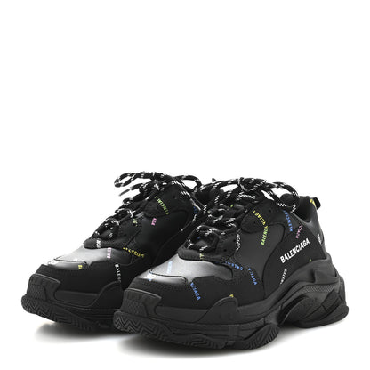 Balenciaga Technical Fabric Allover Logo Womens Triple S Sneakers 39 Black Multicolor 4 of 9