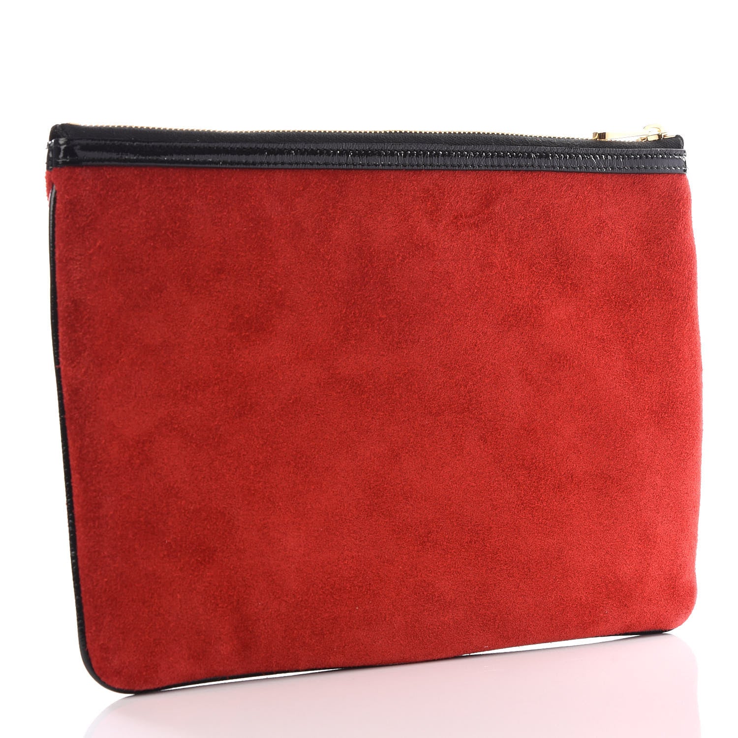 Gucci Suede Patent Web Large Ophidia Pouch Clutch Hibiscus Red Black 2 of 9