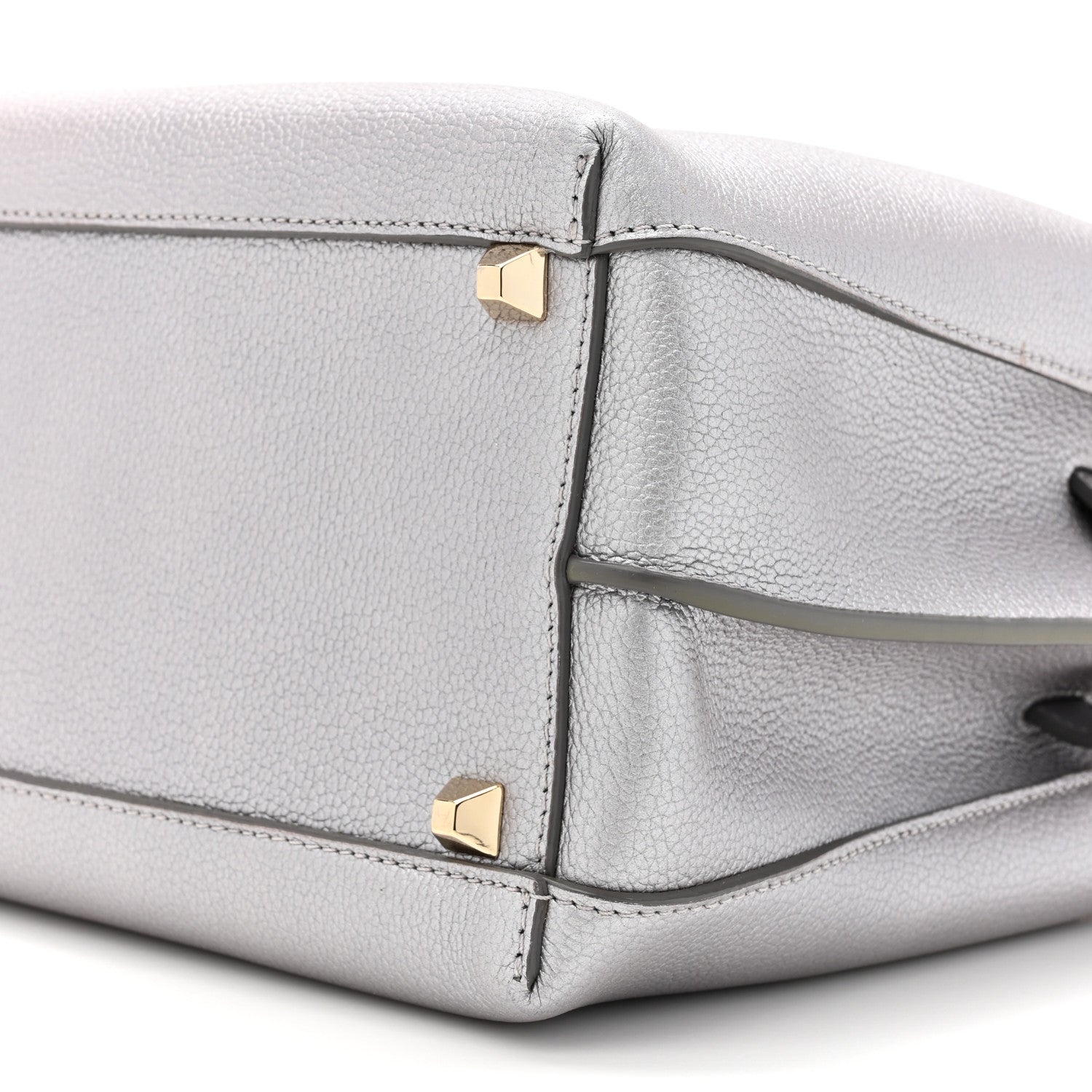 MCM Metallic Grained Calfskin Medium Milla Tote Spike Silver 8 of 13