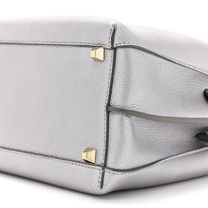 MCM Metallic Grained Calfskin Medium Milla Tote Spike Silver 8 of 13