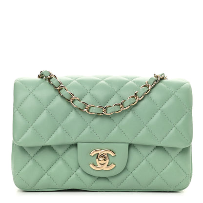 Chanel Lambskin Quilted Mini Rectangular Flap Light Green 1 of 11