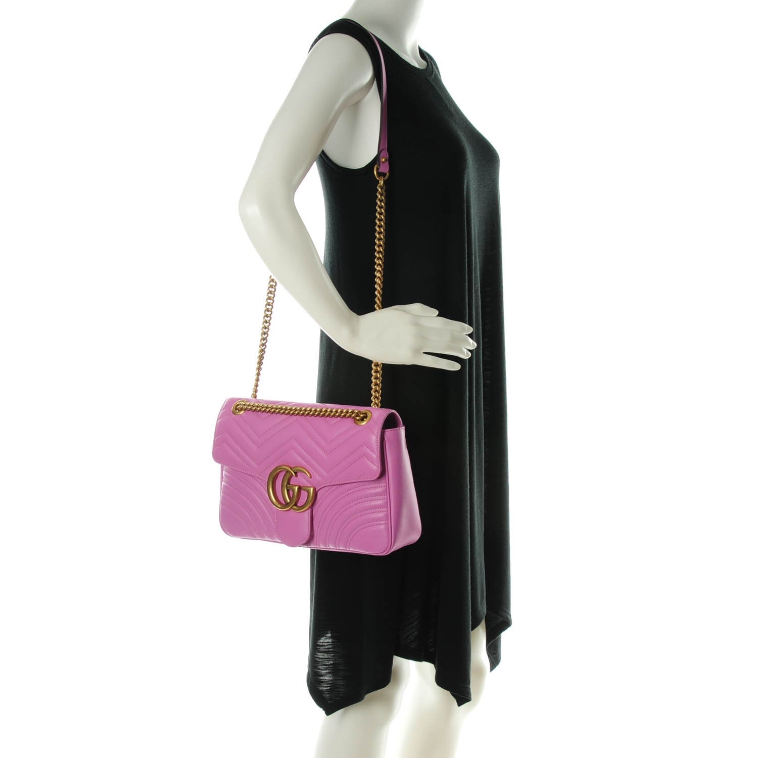 Gucci Calfskin Matelasse Medium GG Marmont Shoulder Bag Candy Mousse 2 of 8