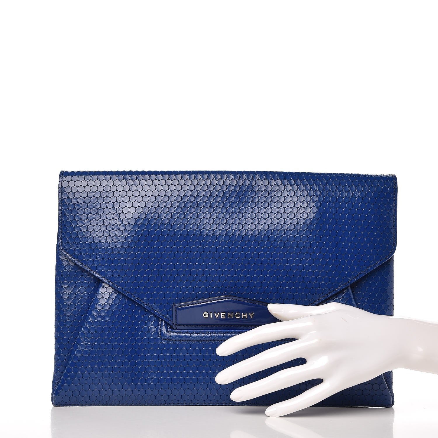 Givenchy Calfskin Dot Embossed Antigona Envelope Clutch Blue 2 of 7