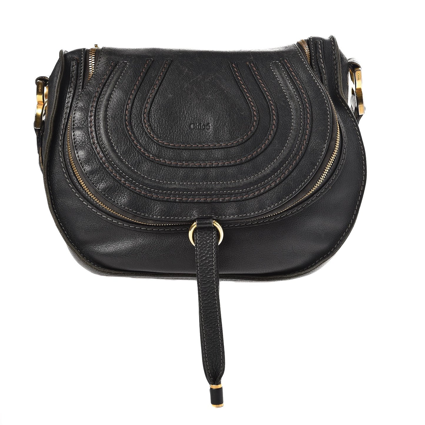 Calfskin Medium Marcie Round Zip Crossbody Bag Angora Beige