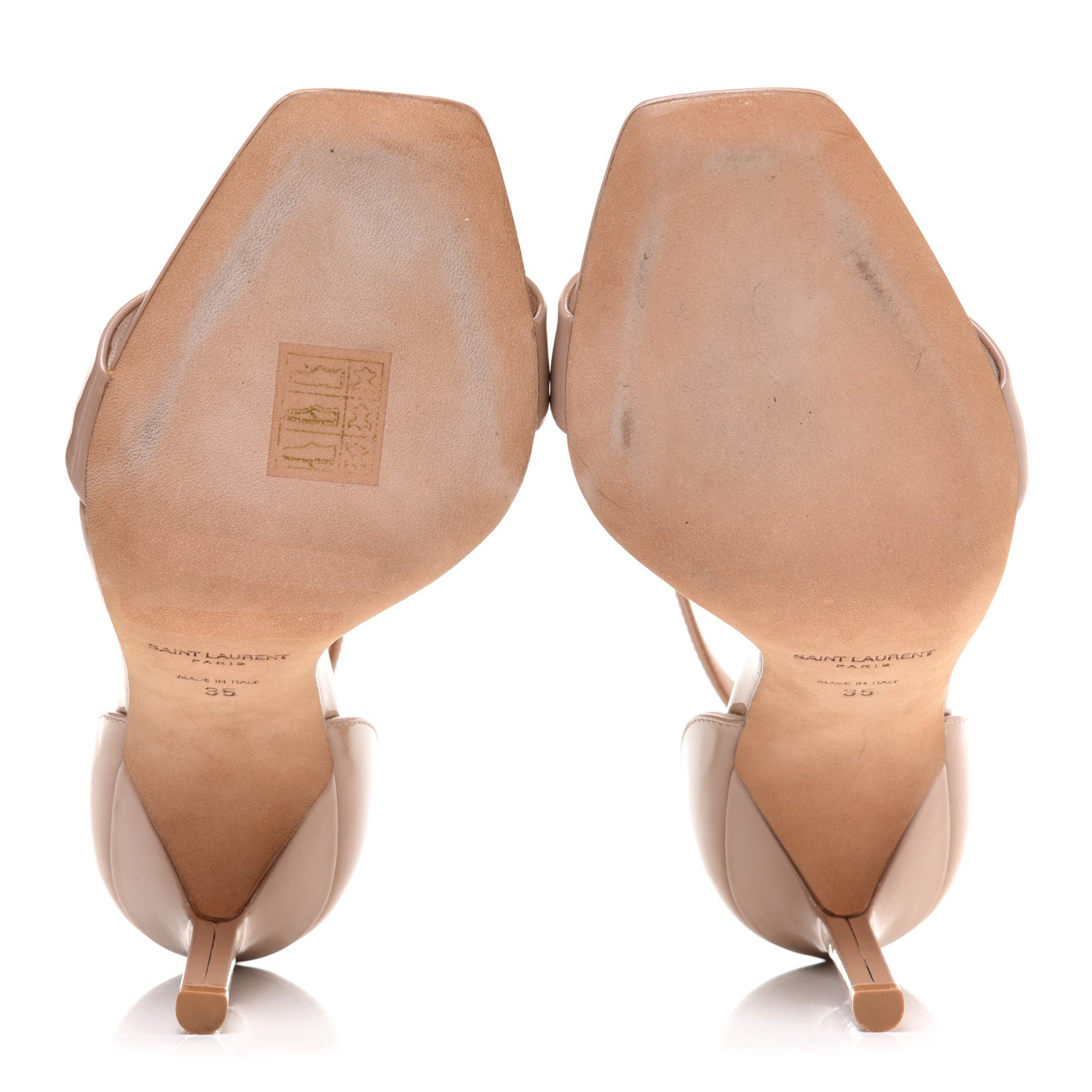 Saint Laurent Patent Calfskin Amber 105 Ankle Strap Sandals 35 Beige 5 of 10
