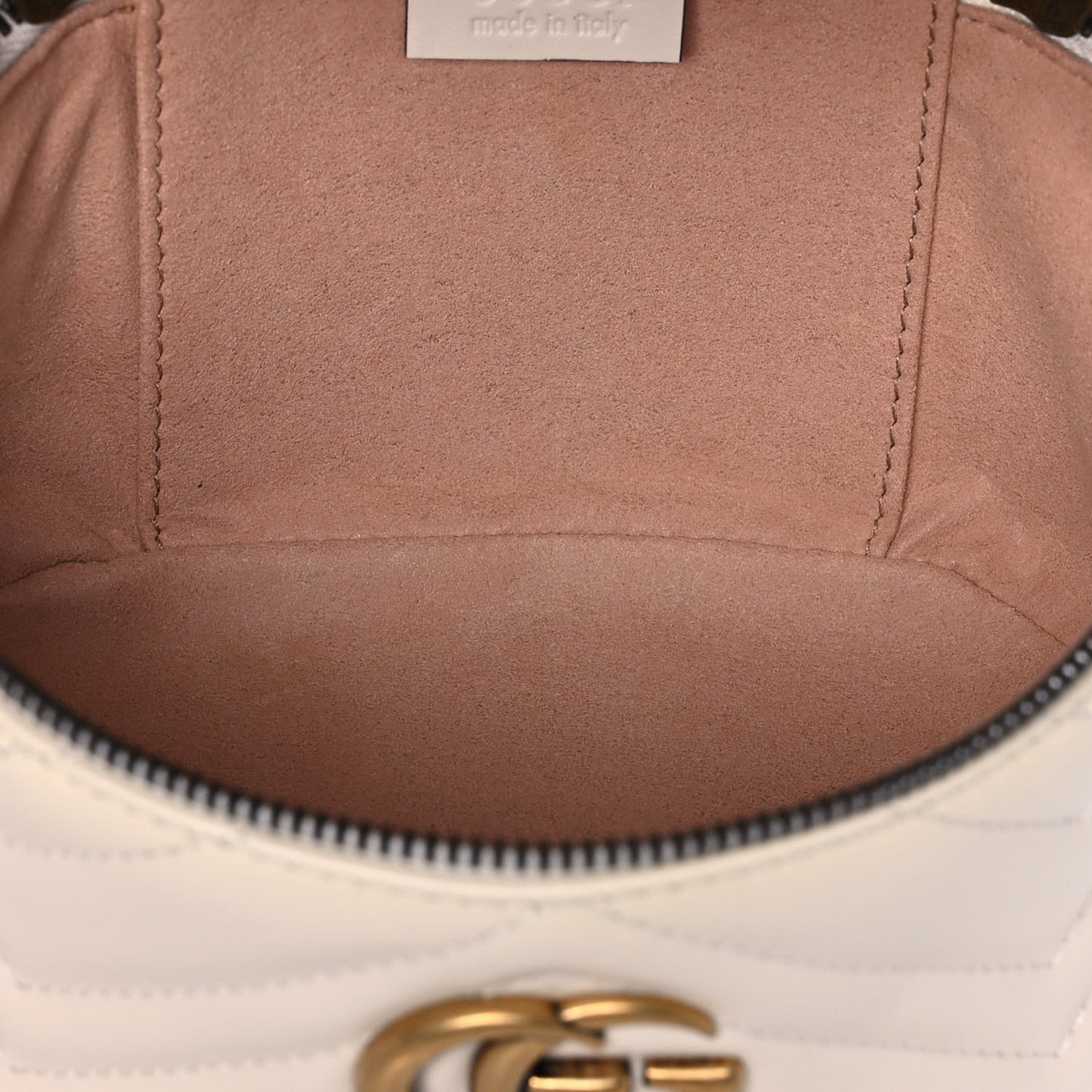 Calfskin Matelasse Mini GG Marmont Round Backpack White