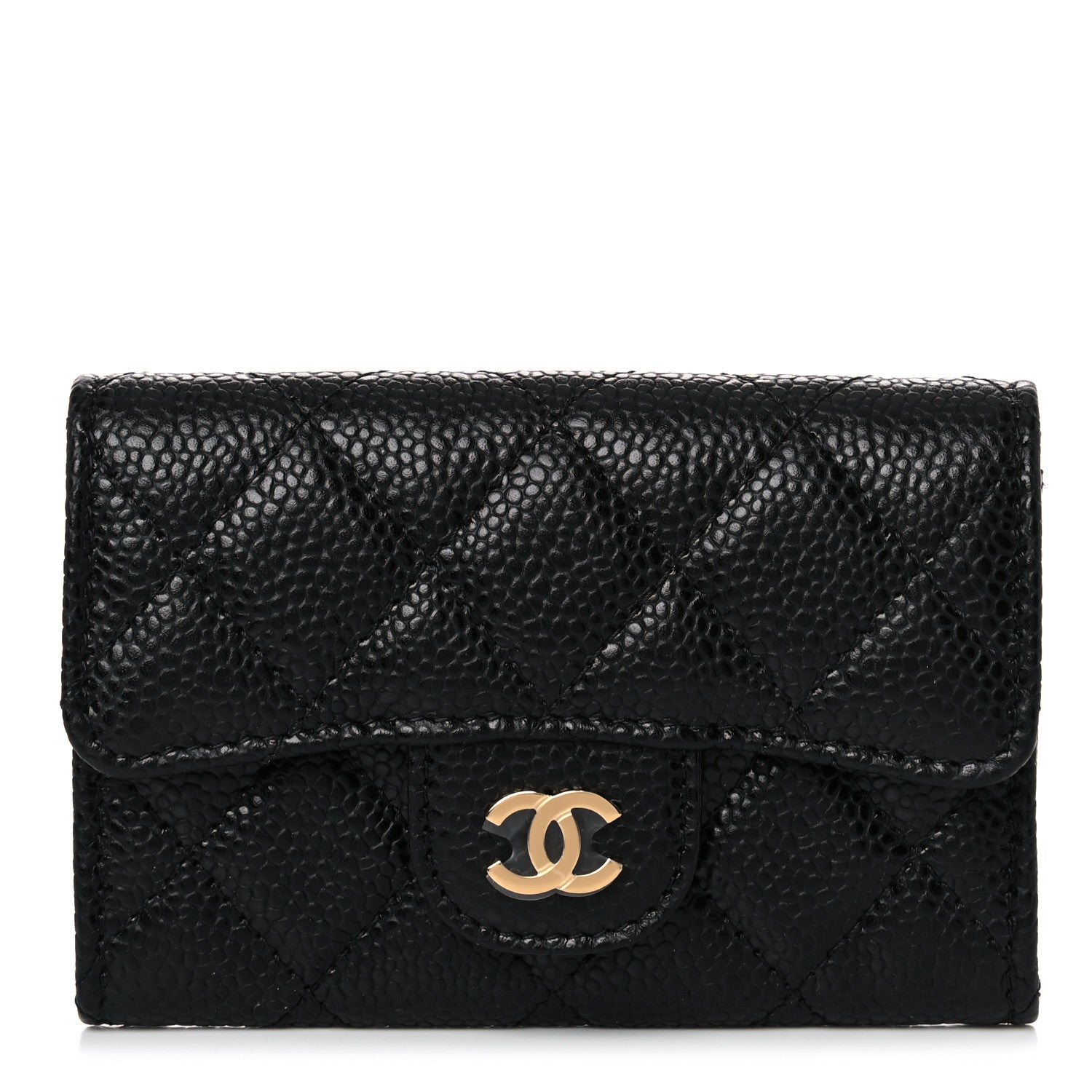 Chanel Caviar Quilted Flap Card Holder Wallet Black 1 of 9