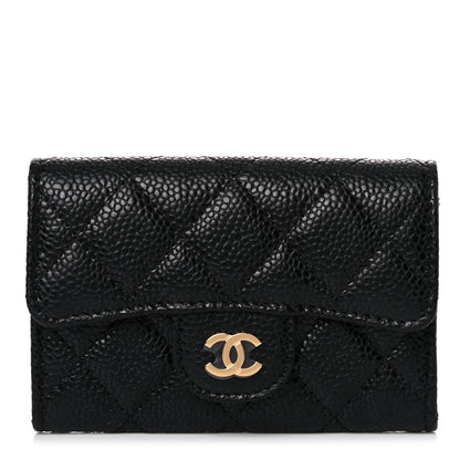 Chanel Caviar Quilted Flap Card Holder Wallet Black 1 of 9