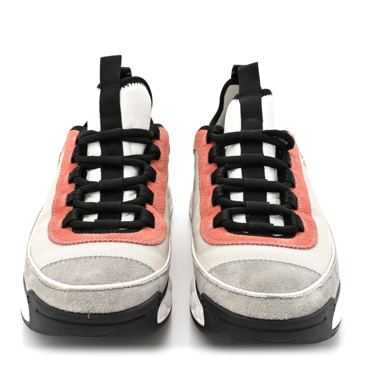 Chanel Fabric Suede CC Sneakers 39 White Light Grey Pink 3 of 10