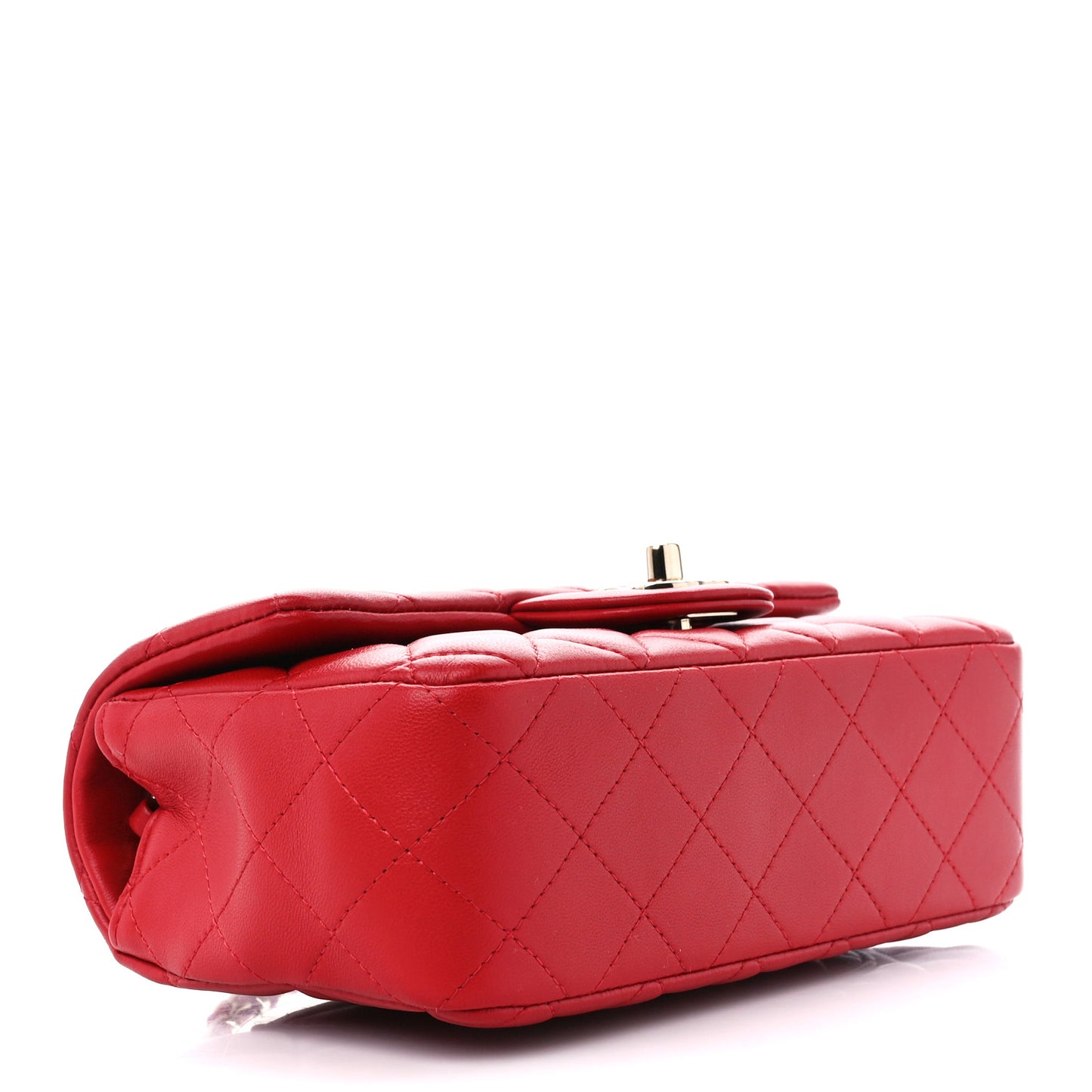 Lambskin Quilted Mini Rectangular Flap Red