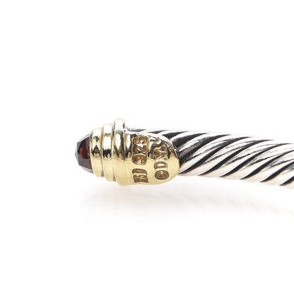 David Yurman Sterling Silver 14K Yellow Gold Garnet 4mm Kids Birthstone Cable Bracelet 5 of 5