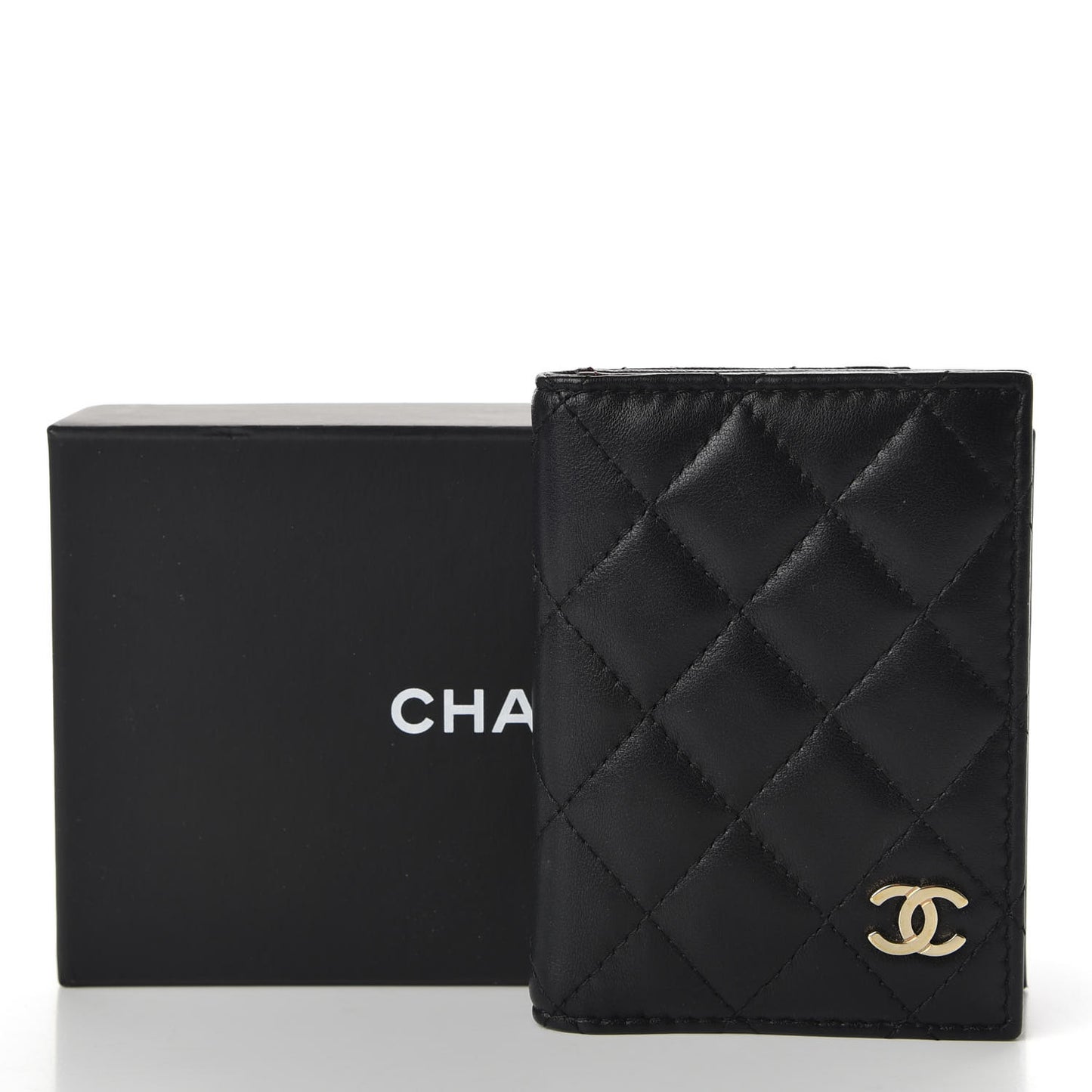 Lambskin Quilted Card Holder Wallet Black