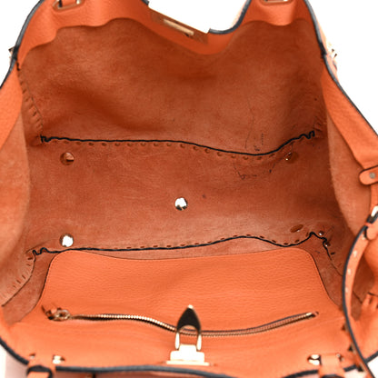 Valentino Garavani Pebbled Calfskin Medium Rockstud Tote Melon Sorbet 4 of 16