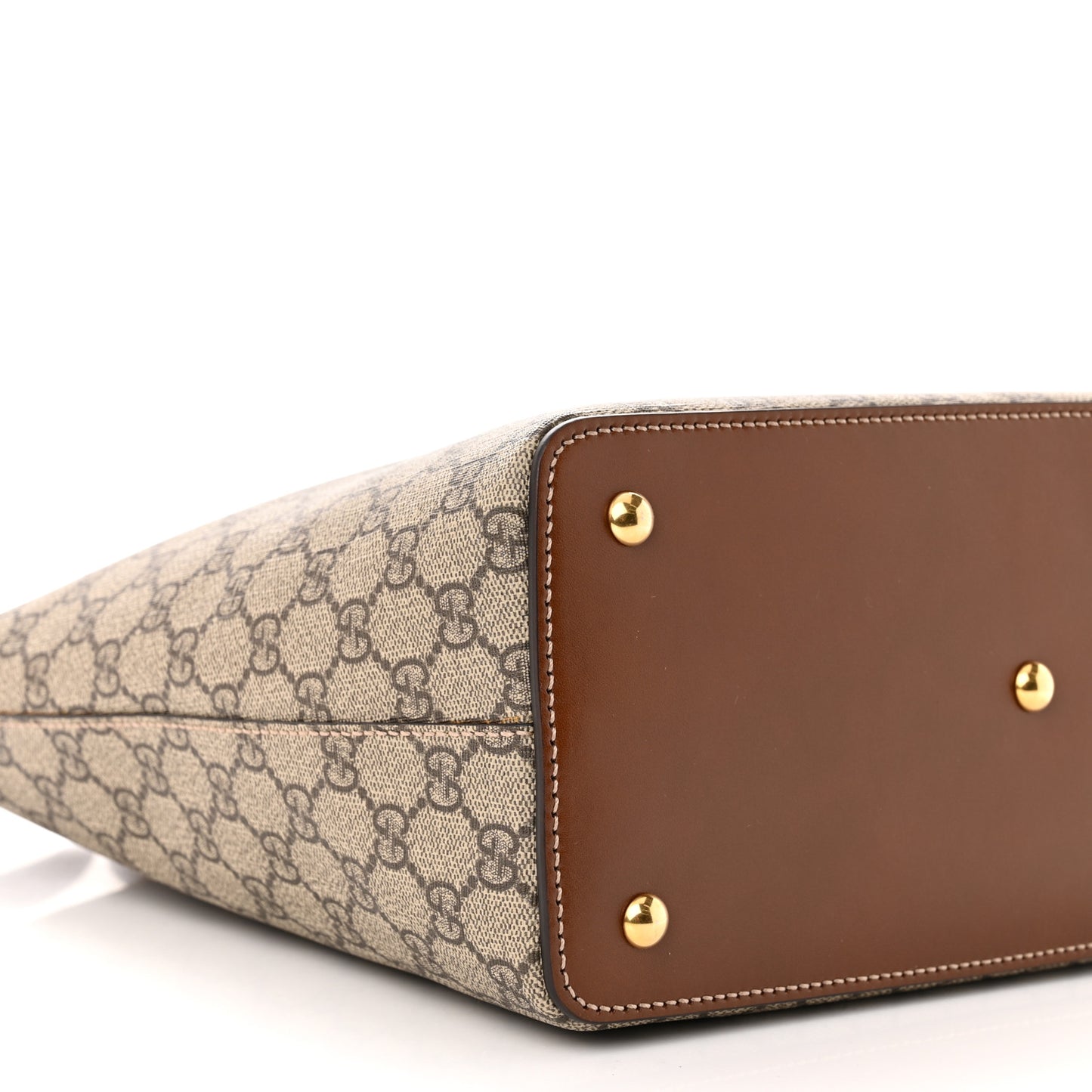 GG Supreme Monogram Linea A Foldover Tote Brown