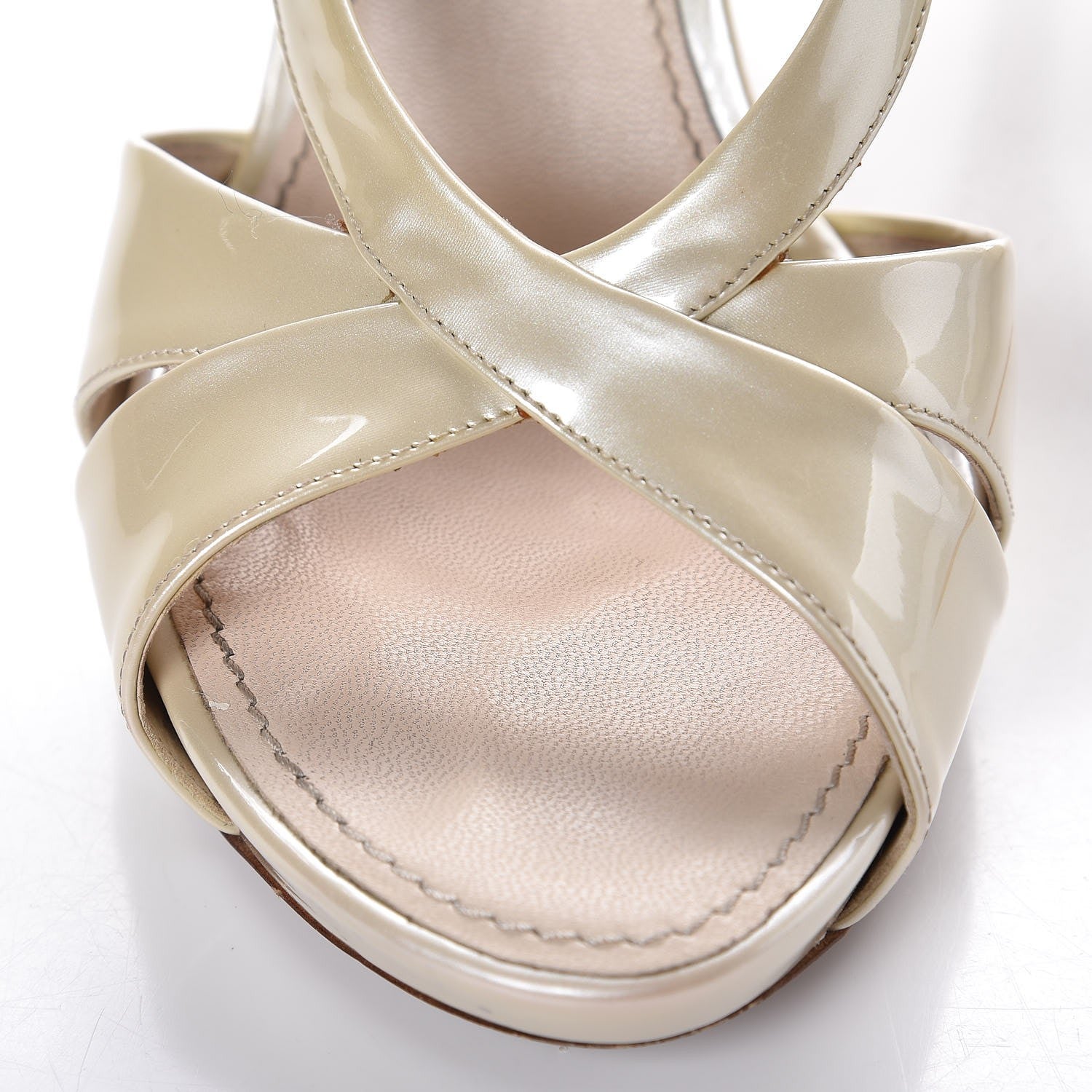 Louis Vuitton Patent Calfskin Oh Really Peep Toe Sandal Pumps 40 Ivory 14 of 18