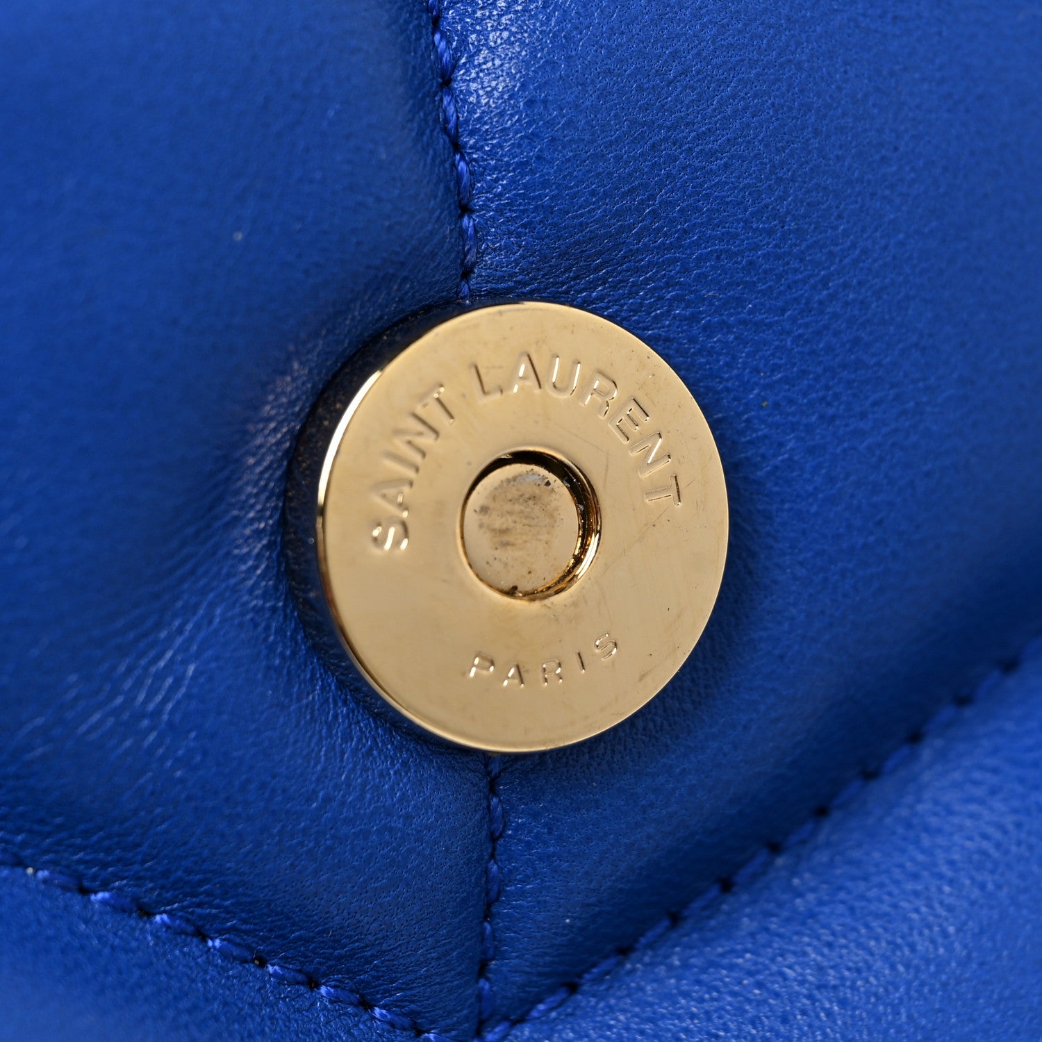 Saint Laurent Lambskin Quilted Small Loulou Puffer Monogram Chain Satchel Majorele Blue 16 of 19