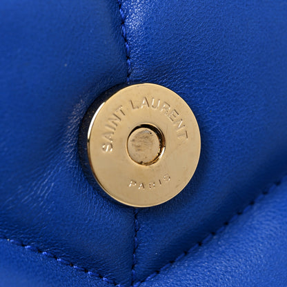 Saint Laurent Lambskin Quilted Small Loulou Puffer Monogram Chain Satchel Majorele Blue 16 of 19