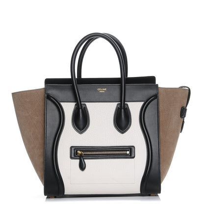 Celine Bullhide Calfskin Suede Mini Tri-Color Luggage White 1 of 8