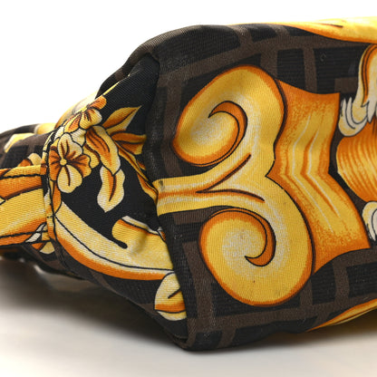 Fendi X VERSACE Nylon Fendace FF Baroque Print Small Trapezoid Beauty Pouch Gold 9 of 11