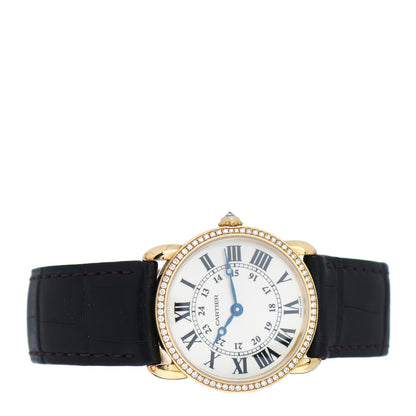 Cartier 18K Yellow Gold Alligator Diamond Bezel 29mm Ronde Solo Quartz Watch Brown 2 of 4