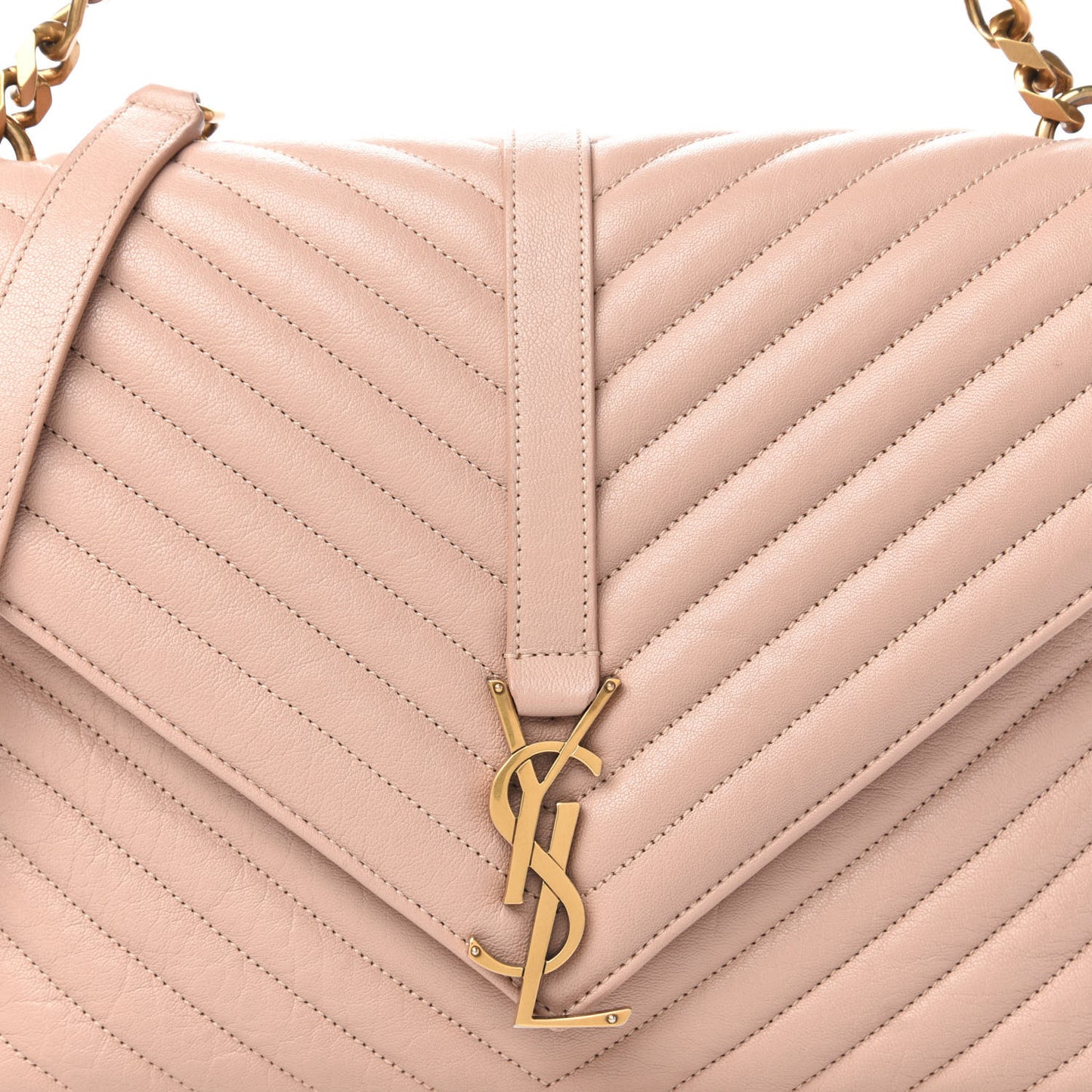 Sheepskin Matelasse Chevron Monogram Large College Satchel Rose Antic
