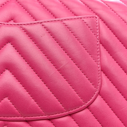 Chanel Lambskin Chevron Quilted Medium Double Flap Dark Pink 13 of 14