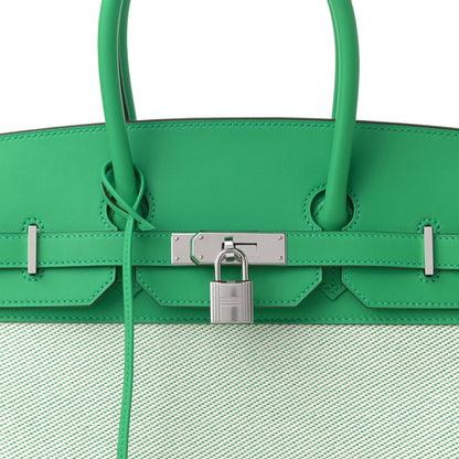 Hermes Swift Twill H Fray Fray Birkin 35 Menthe Ecru 9 of 11
