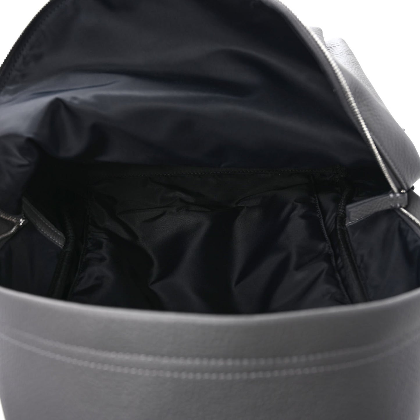 Calfskin Logo Embossed Backpack Charcoal Grey