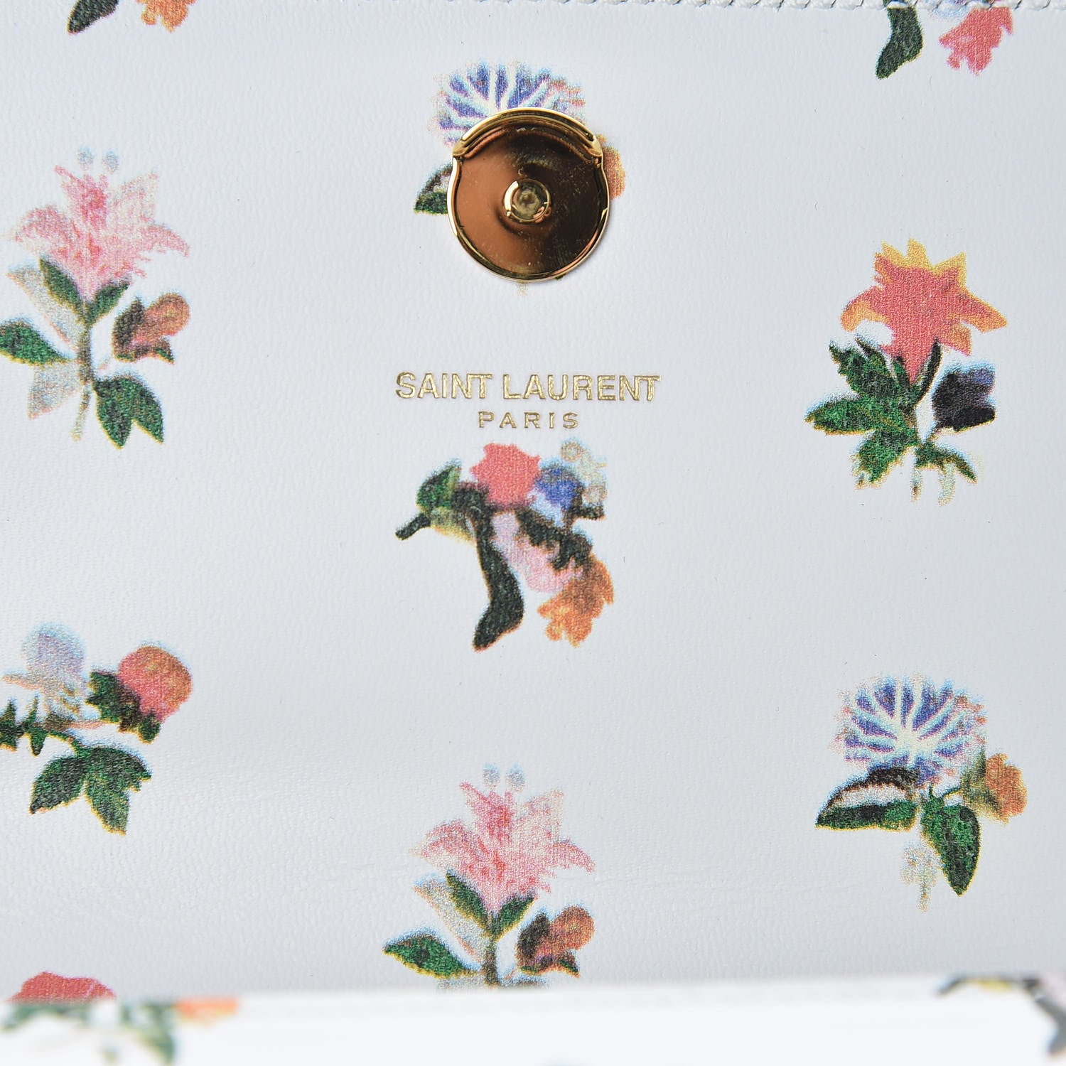 Saint Laurent Calfskin Prairie Flower Printed Small Classic Monogram Kate Satchel White 8 of 9