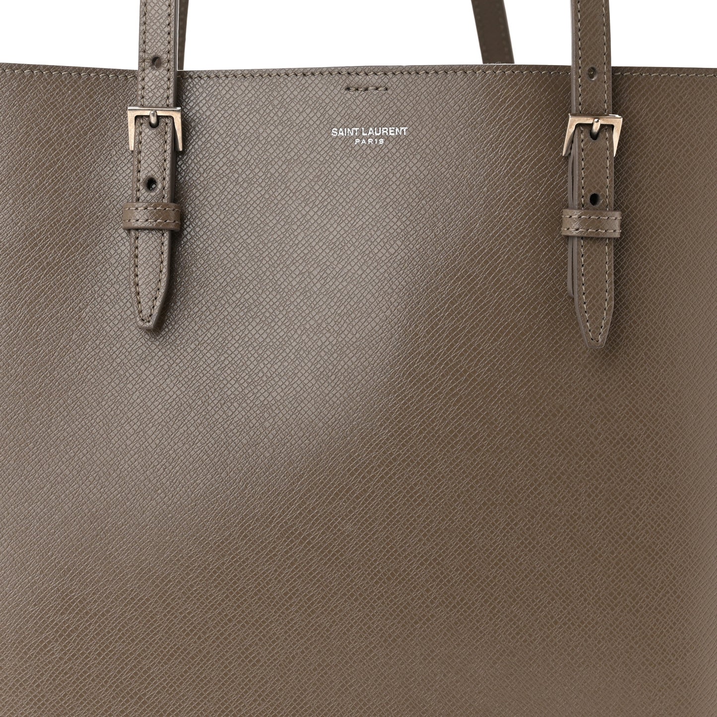 Grained Calfskin Large Shopping Tote Warm Taupe Black