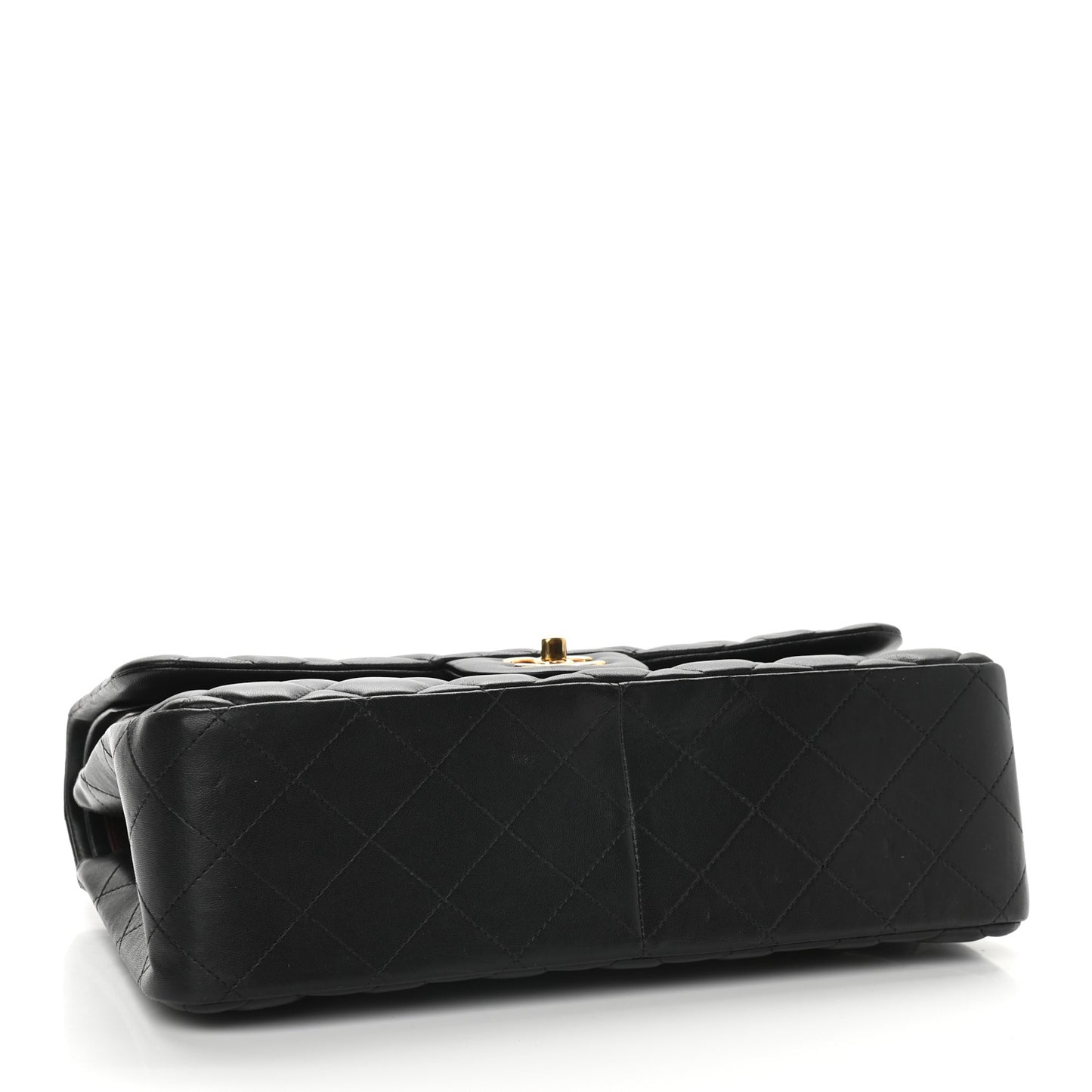 Lambskin Quilted Jumbo Double Flap Black