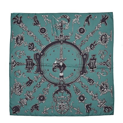 Hermes Silk Serio Ludere Scarf 90 Vert Black White 1 of 8