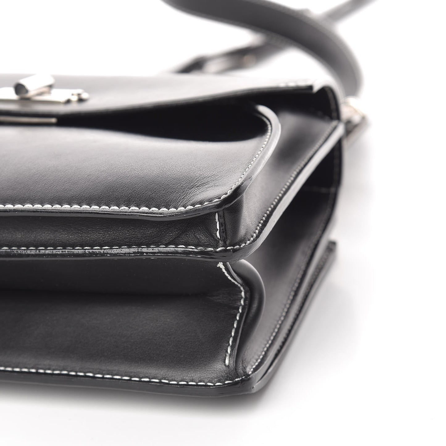 Smooth Calfskin Small Hava Top Handle Bag Black