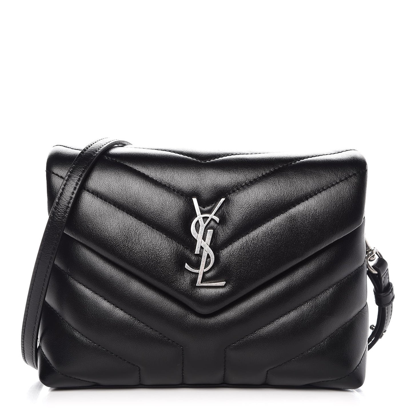 Calfskin Y Quilted Monogram Toy Loulou Crossbody Bag Black