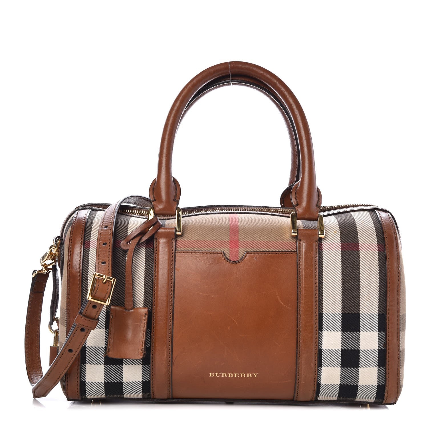 Burberry House Check Medium Alchester Bowling Bag Tan 1 of 20