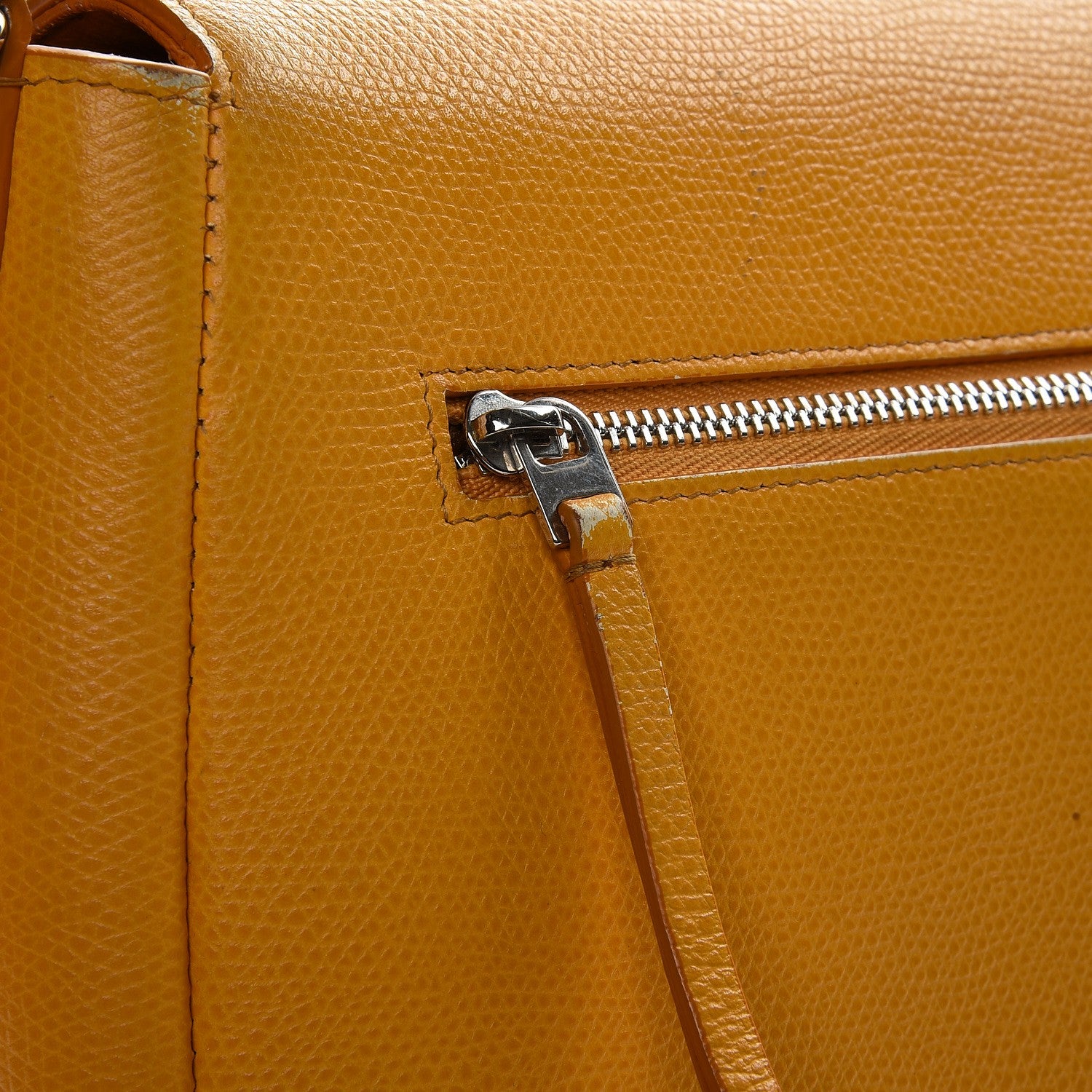 Celine Grained Calfskin Trotteur Messenger Saffron 12 of 24