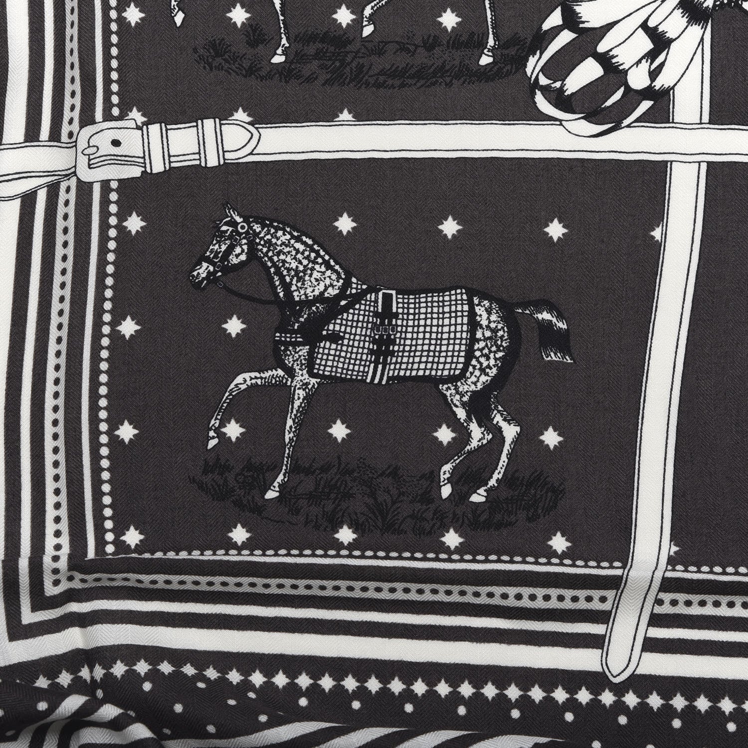 Hermes Cashmere Courvertures Et Tenues Shawl 140 Gris Taupe Black White 3 of 6