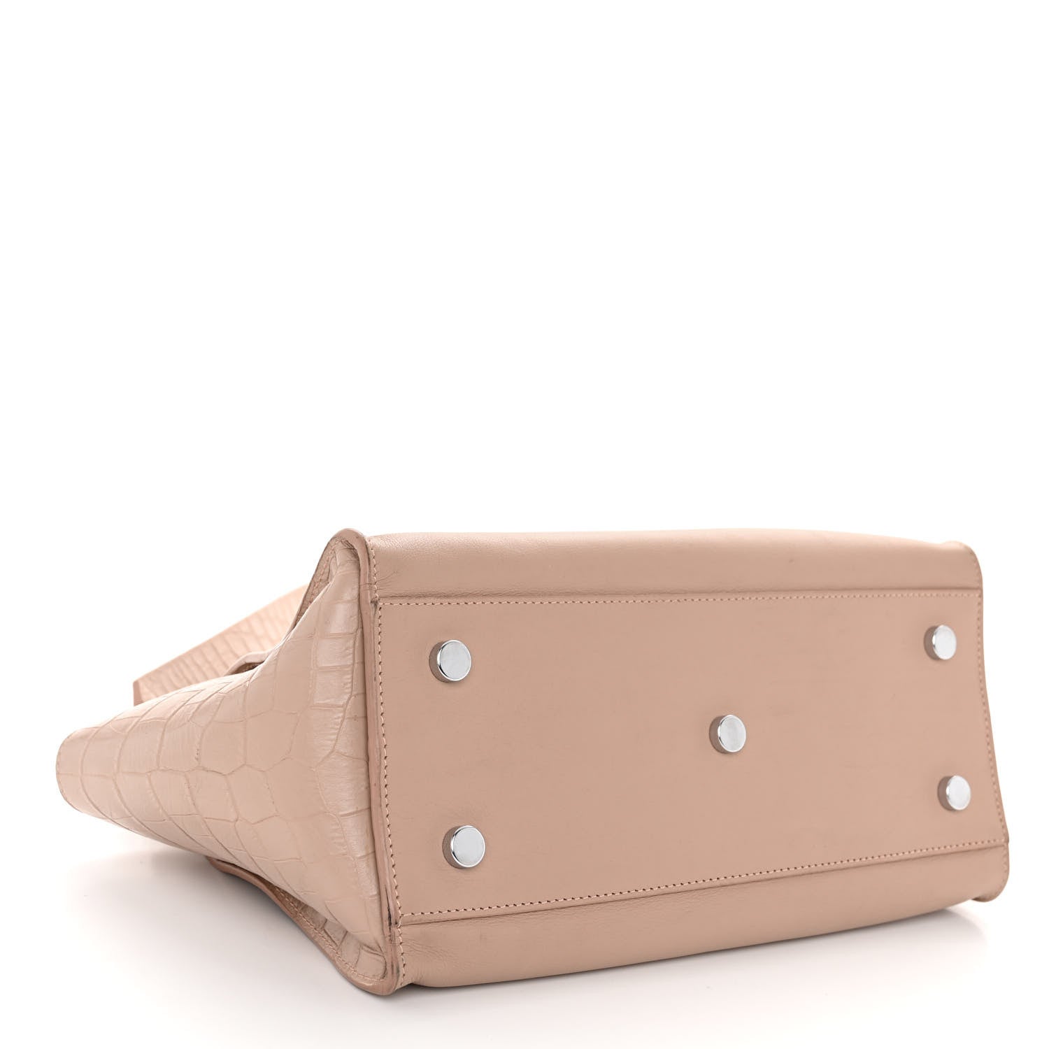 Saint Laurent Calfskin Crocodile Embossed Baby Monogram Downtown Cabas Dark Beige 4 of 9