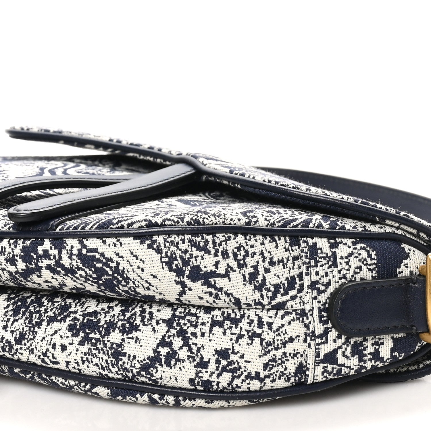 Christian Dior Canvas Reverse Embroidered Toile De Jouy Saddle Bag Blue 10 of 10