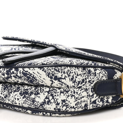 Christian Dior Canvas Reverse Embroidered Toile De Jouy Saddle Bag Blue 10 of 10