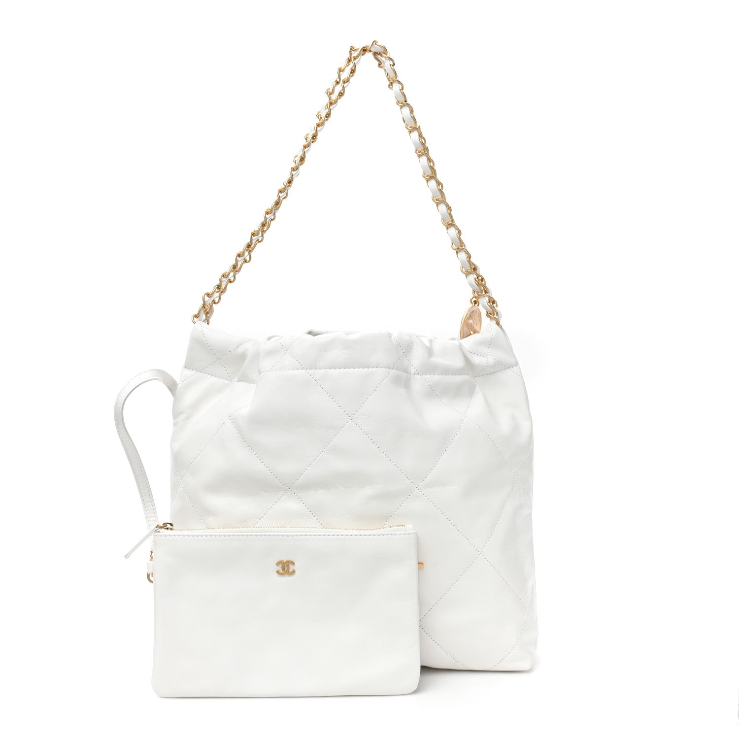 Chanel Shiny Calfskin Quilted Small Chanel 22 White 1 of 12