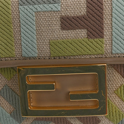 Fendi Canvas Vitello King Seta FF Embroidered Mini Baguette Matcha Milk Dove 12 of 12
