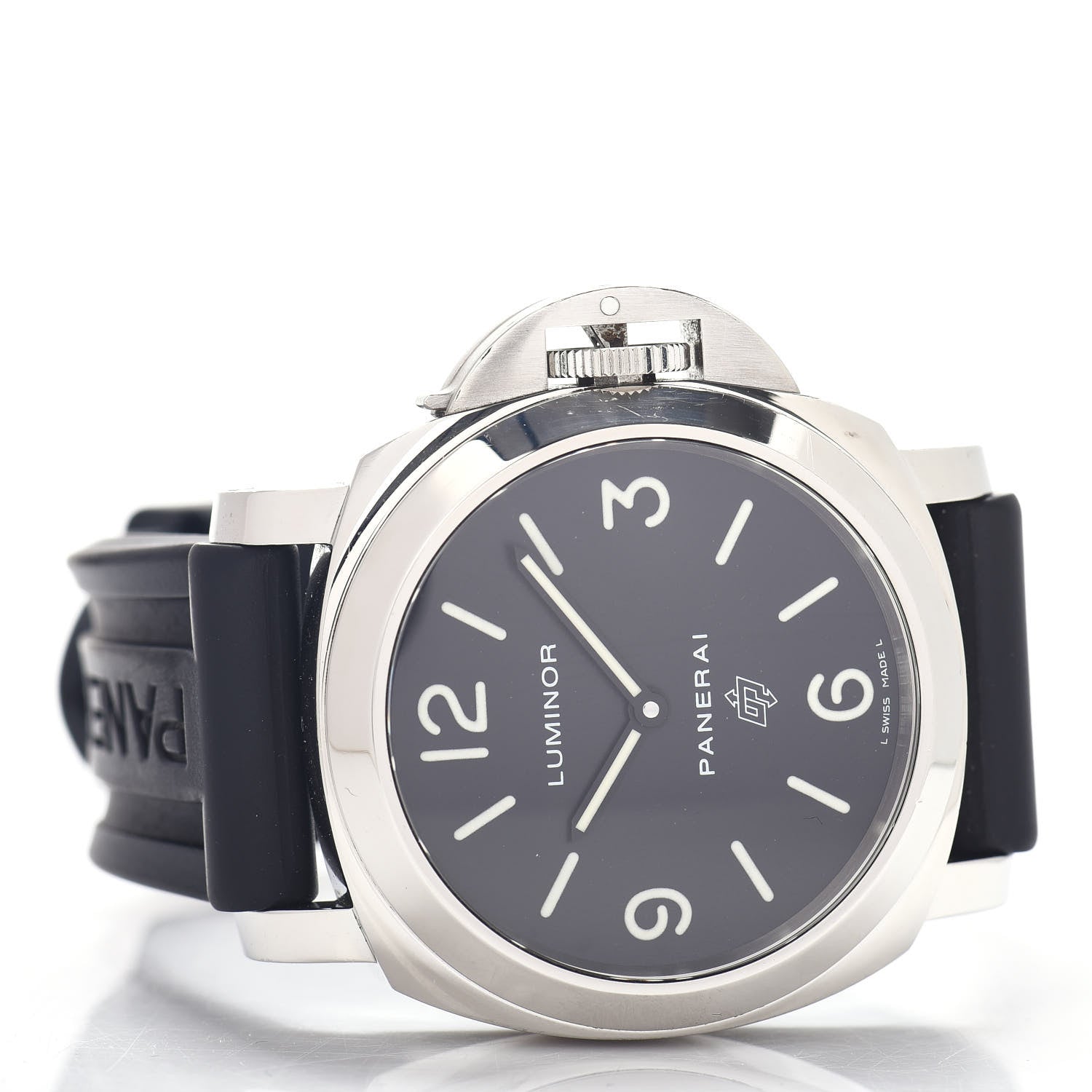 Panerai Stainless Steel Rubber 44mm Luminor Base Logo Manual Winding Watch Black PAM00773 2 of 5