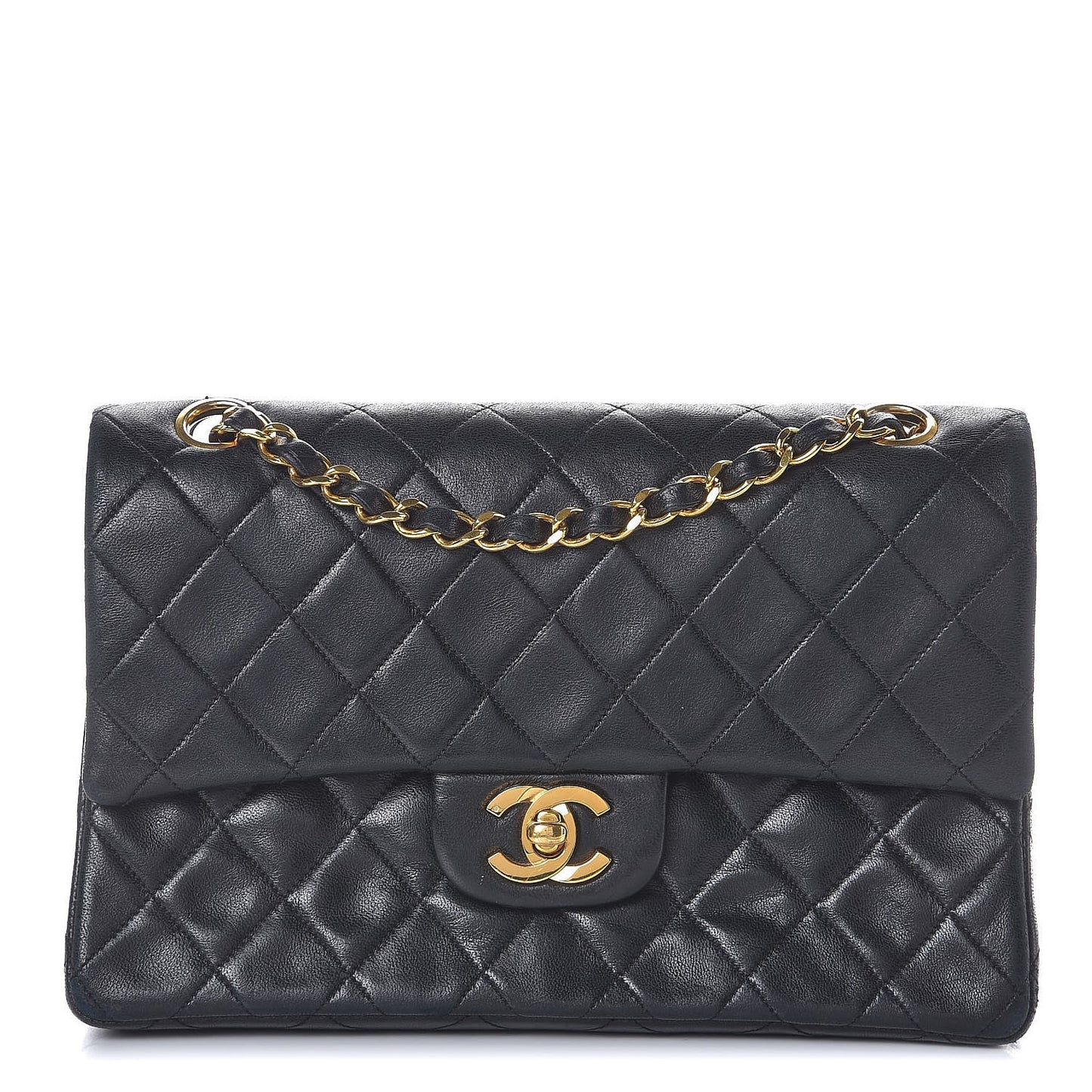 Lambskin Quilted Small Double Flap Black